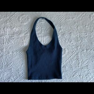 Blue halter crop top